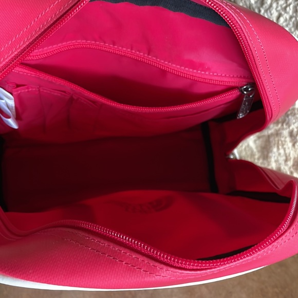 EUC North Face 2-zip / 2-handle Bowling-style Red/White Tote, body 12”w-4”d-14”h - Picture 3 of 8